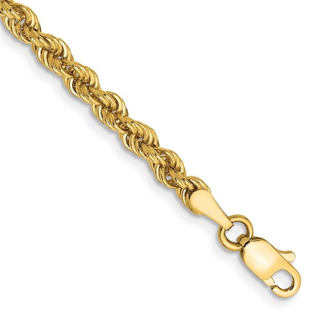 Rope Bracelet Precious Metal 3 mm wide 14 KT Yellow Color 7" Long 11.79 dwt