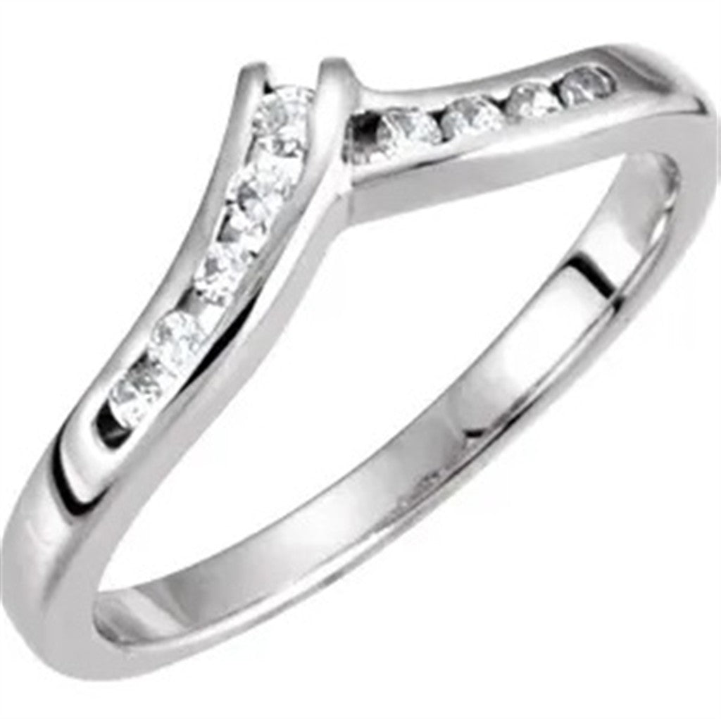 Channel Set Style Diamond Wedding Band Base Metal White with Diamonds size 6.5