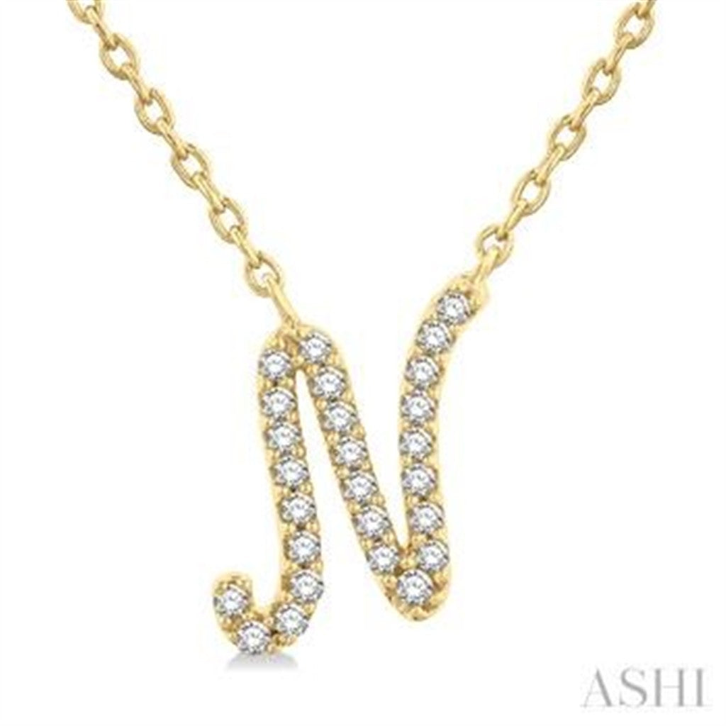 Y Style Necklace 10 Karat Gold Yellow With Diamonds 18" Long