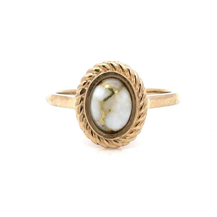 Antique Style Colored Stone Ring 14 KT Yellow with Golden Quartz size 7.5