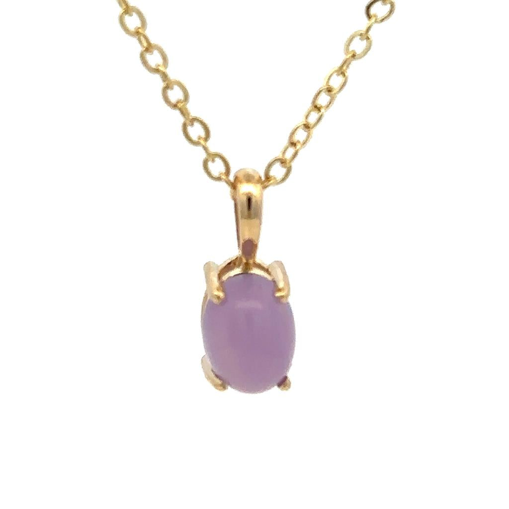 Holly Agate In Line Pendants 14 Karat Gold Yellow with Cabochon Oval Agate