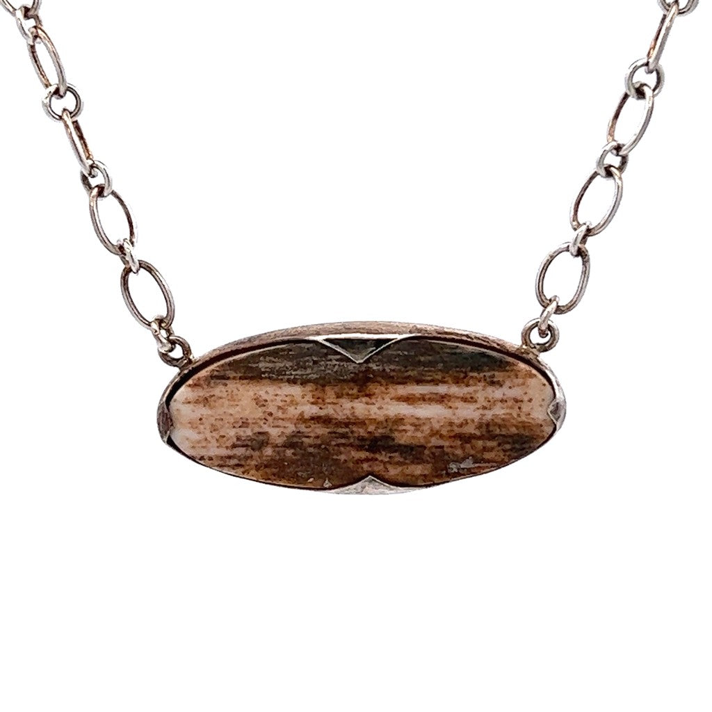Mammoth Ivory In Line Style Ivory Pendant/Necklace Sterling Silver
