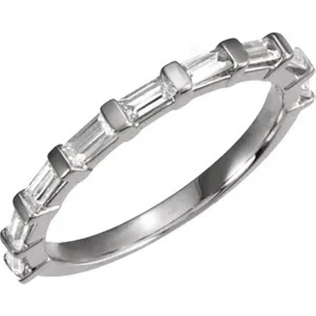 1/2 Anniversary Style Diamond Wedding Band Sterling Silver White with Diamonds & Diamonds Accent size 6