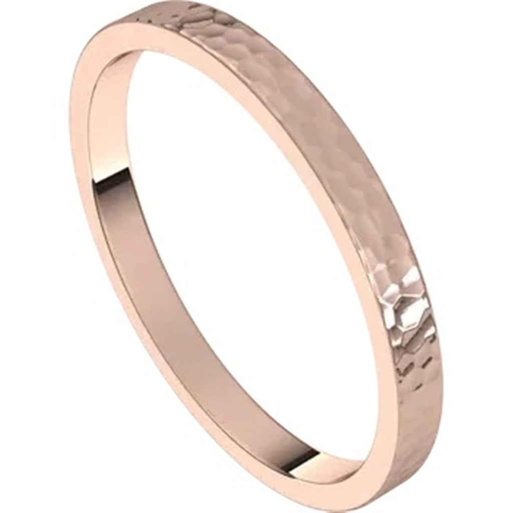 Solid Wedding Band Prec Metal Womens 2 mm wide 14 Karat Gold Rose Size 7