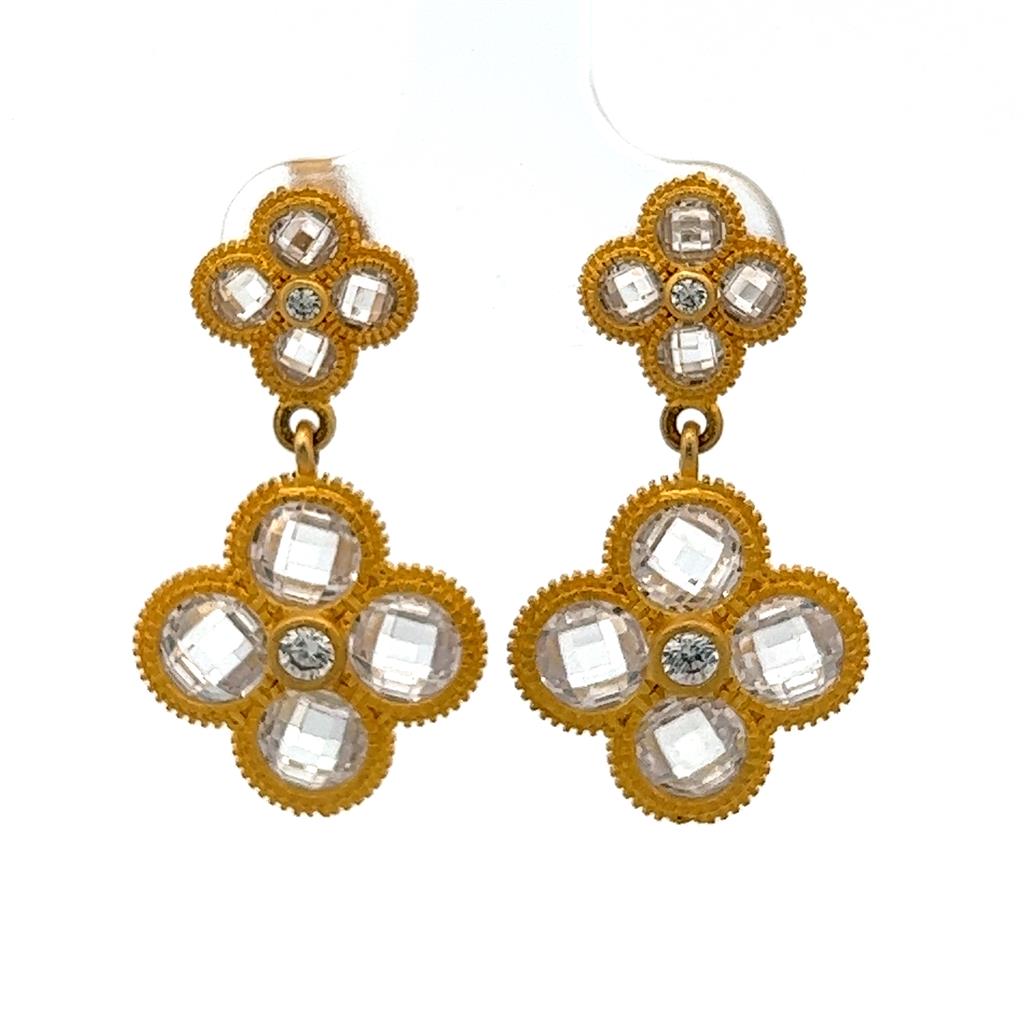Dangle Drop Style Sterling Silver Yellow With Various Shapes Cubic Zirconia