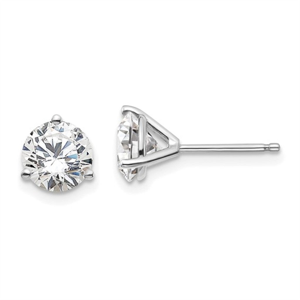 Lab Diamonds Single Stone Studs Earrings 14 Karat Gold White 2.00 Carat Total Weight