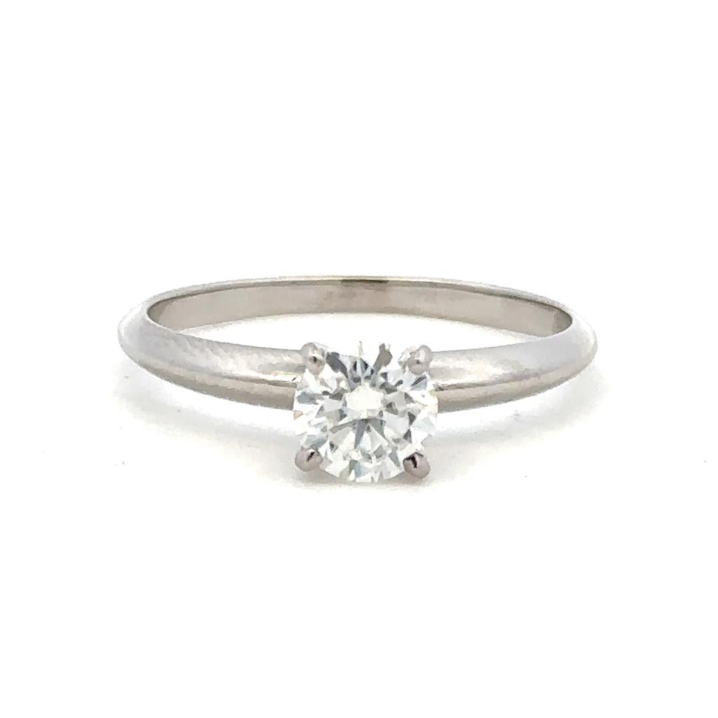 Solitare Style Engagement Ring with Colored Stone Center 14 KT White with an R Shape Moissanite Center Stone and accent stones