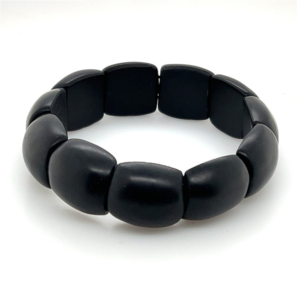 Onyx & Black Onyx Gemstone Bead Stretch Bracelet 8" Long