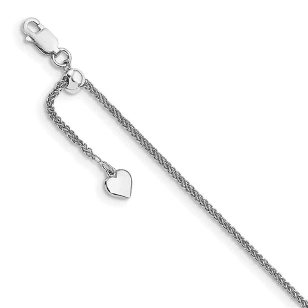 White Sterling Silver 1 MM Spiga Chain 11" Long