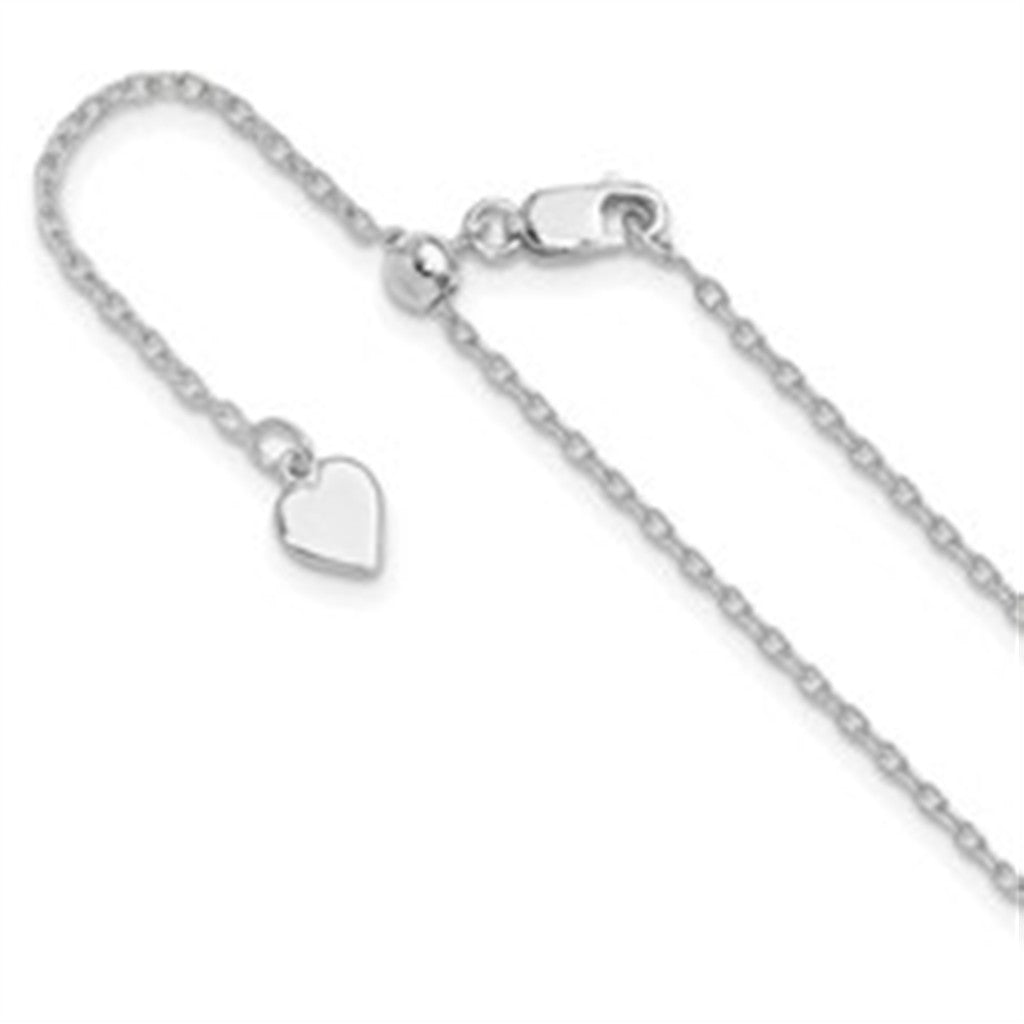 White Sterling Silver 1.4 MM Cable Chain 22" Long