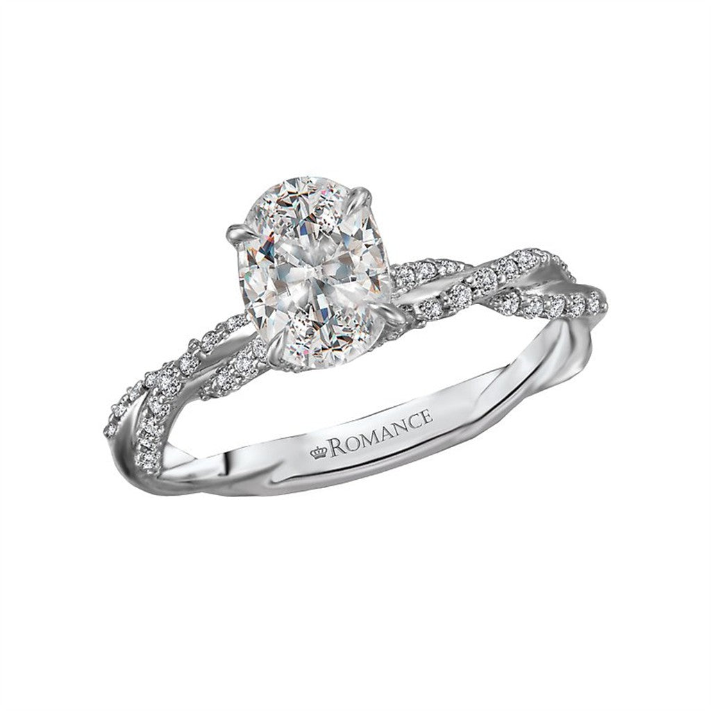 Solitare Accent Style Diamond Engagement Ring 14 Karat Gold White 
(Center Stone Not Included)