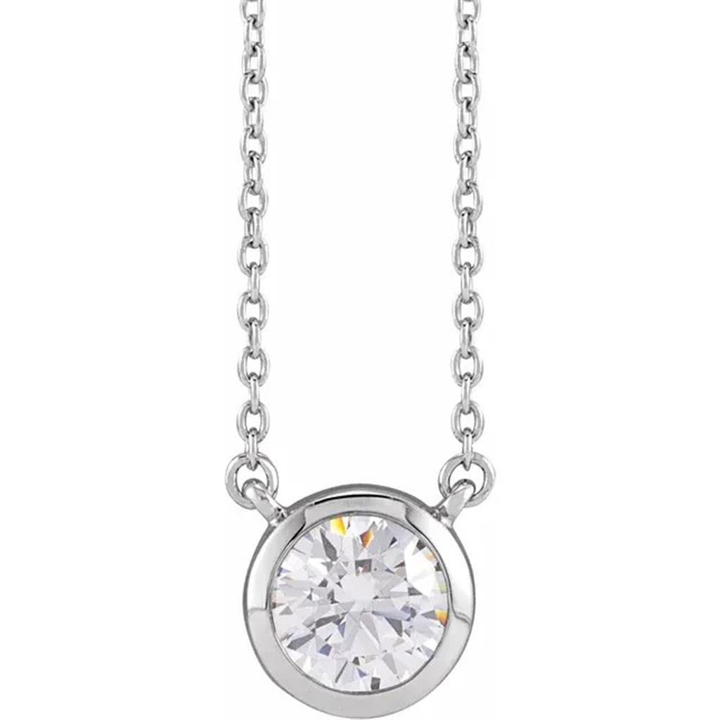 In Line Necklace 14 KT White With Diamond 18" Long
