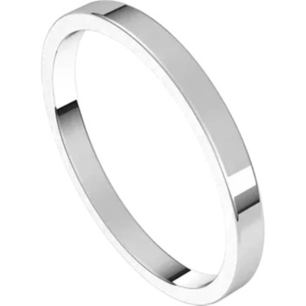 Flat Band Ring Silver 2 mm wide Sterling Silver White Size 7