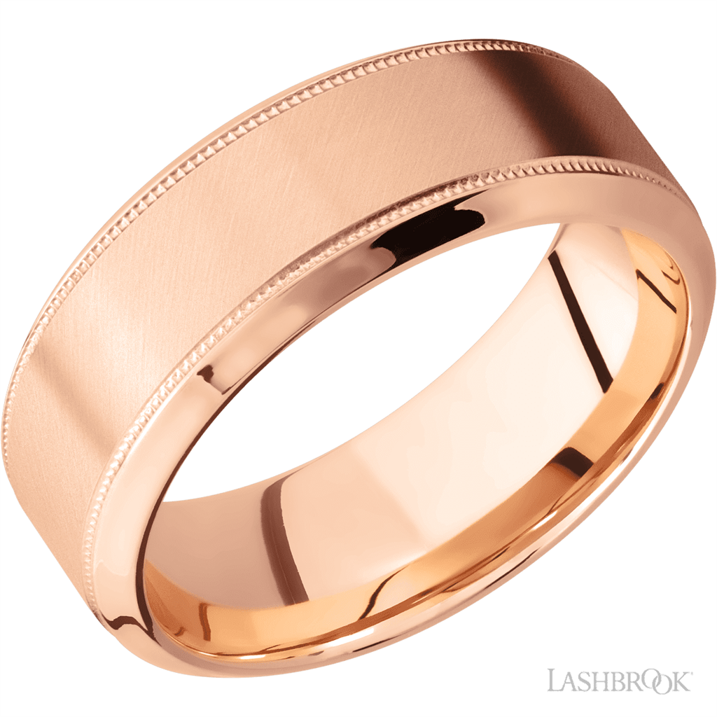 Straight Solid Style Wedding Band 14 Karat Gold Rose 8mm wide size 10