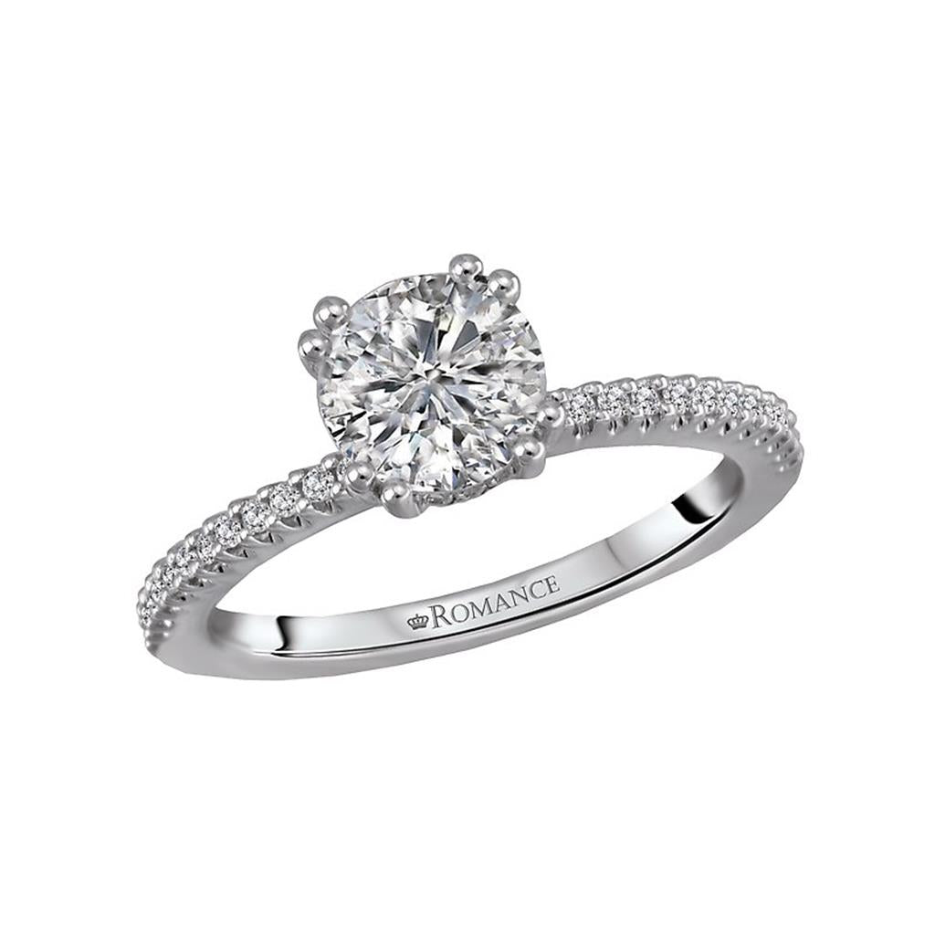 Solitare Accent Style Diamond Engagement Ring Sterling Silver White
(Center Stone Not Included)