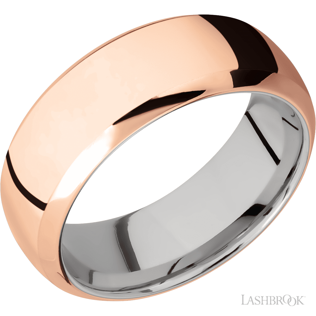 Solid Style Wedding Band 14 Karat Gold Rose 8mm wide size 10