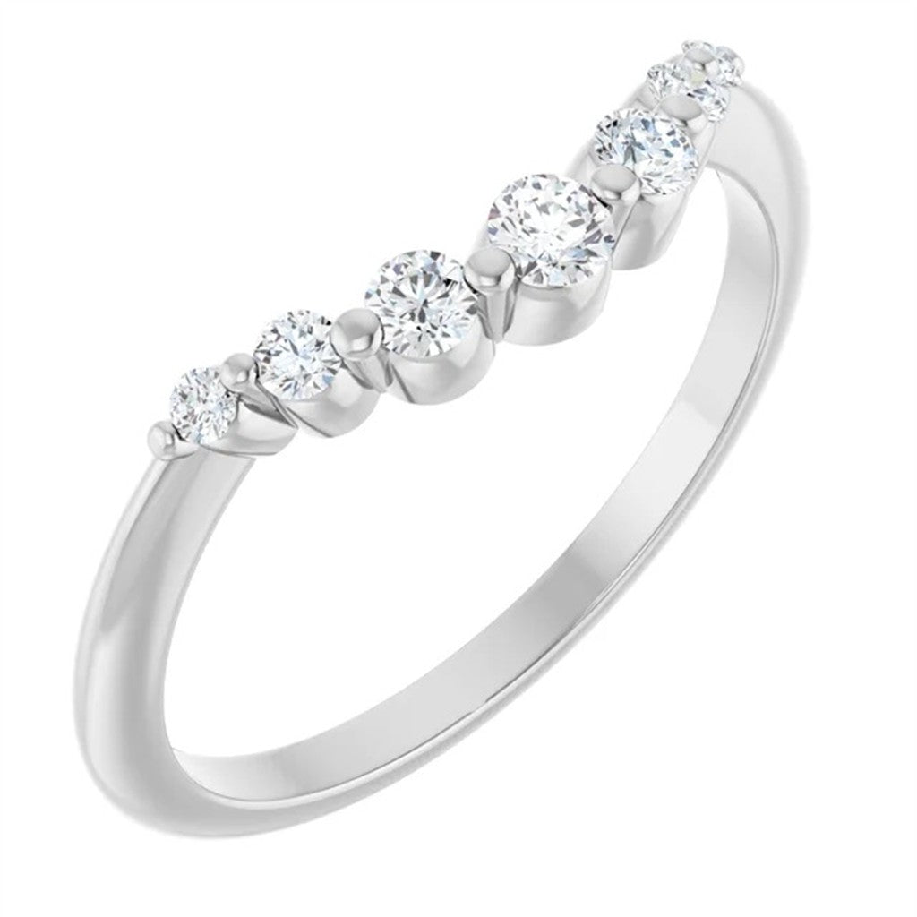 Shadow Style Wedding Band 14 Karat Gold White with Lab Diamonds size 7.25