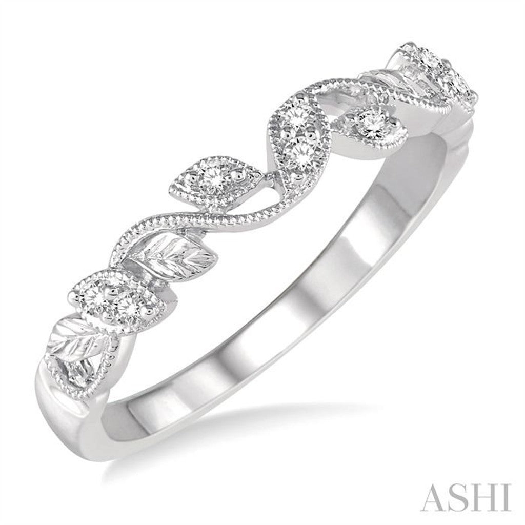 Stack-Able Style Diamond Wedding Band 14 Karat Gold White with Diamonds size 6