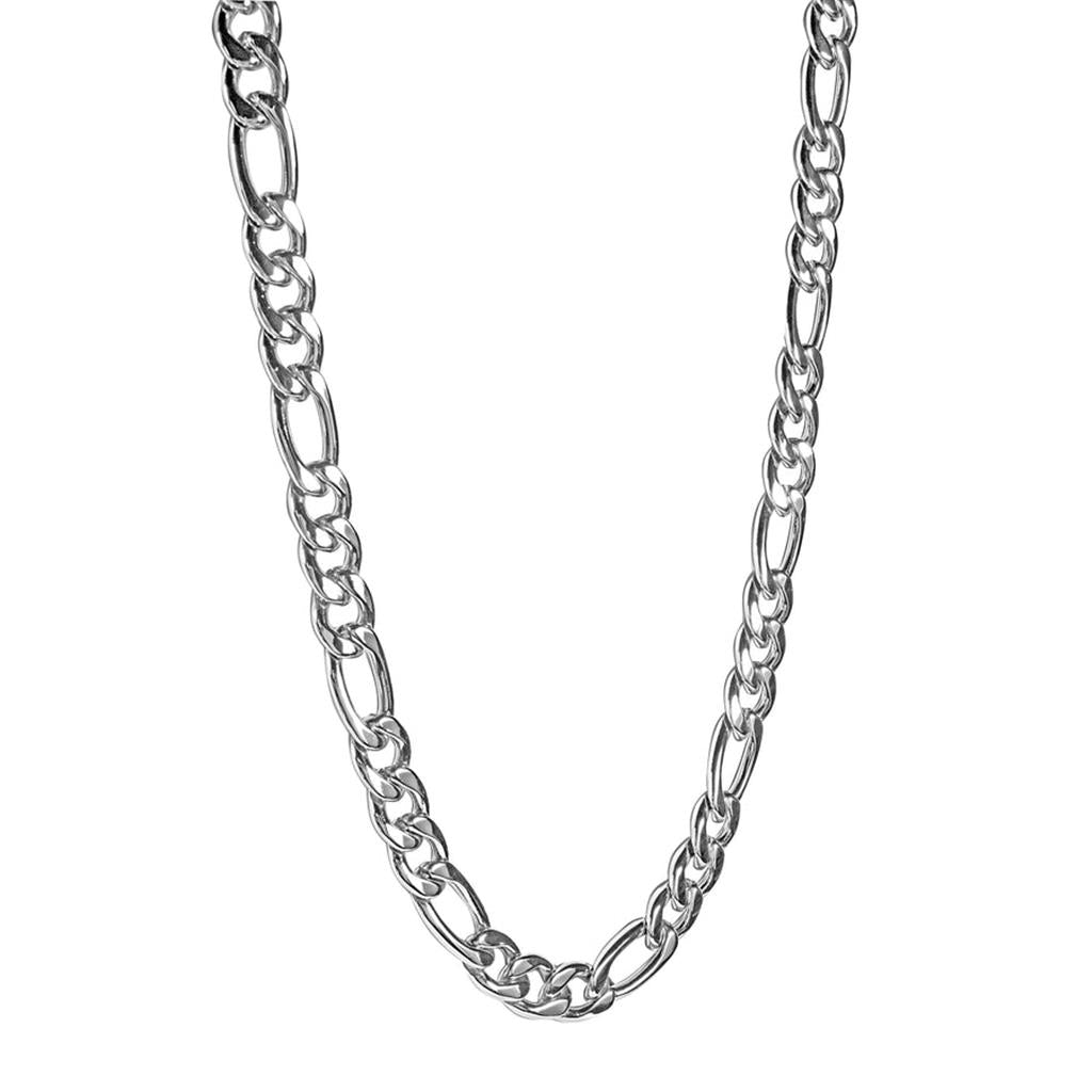 White Stainless Steel 8 MM Figaro Chain 22" Long