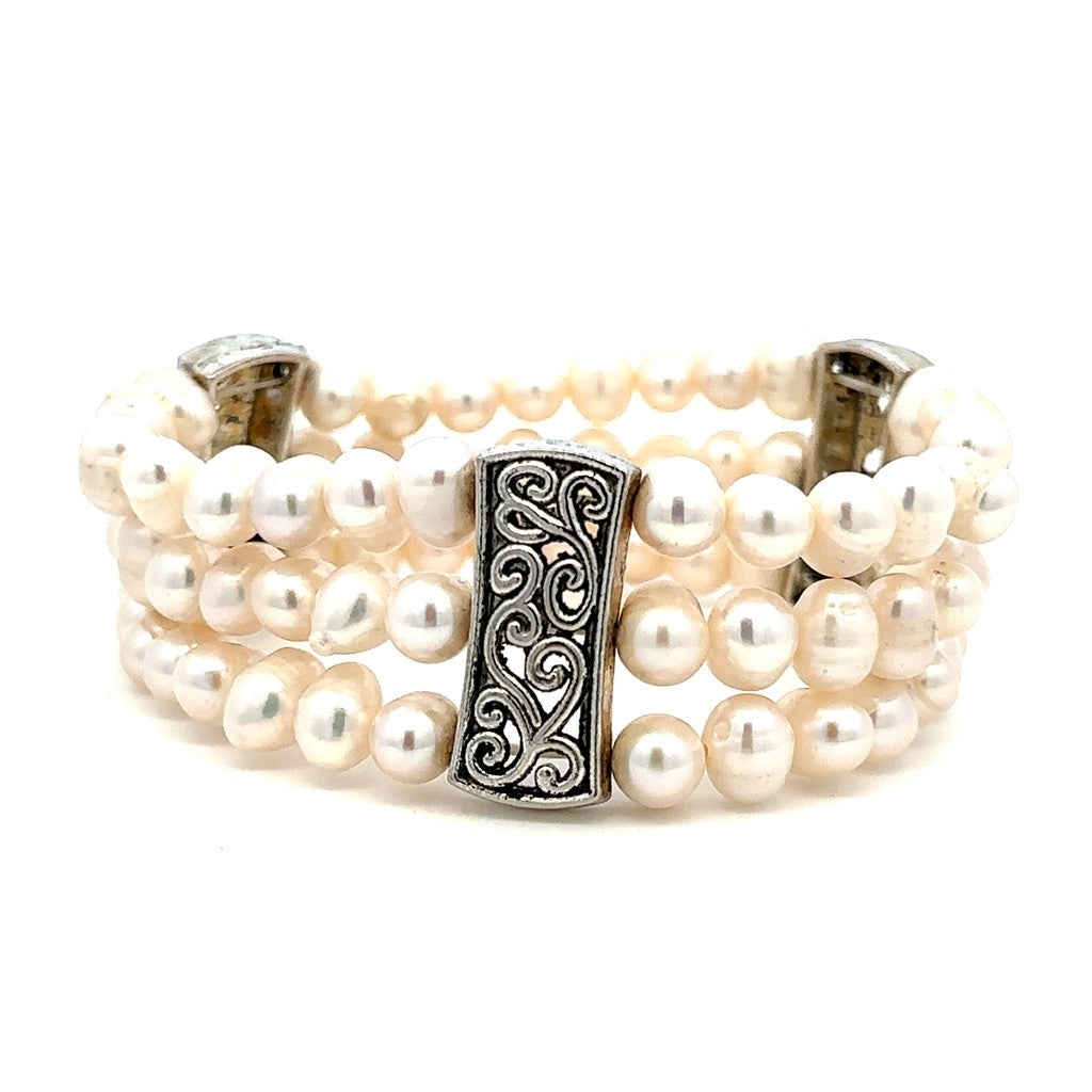Cultured Fresh Water Pearl Bracelet Elastic 7.5" Long