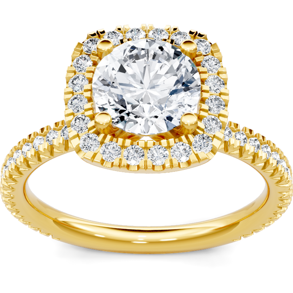 Solitare Style Diamond Engagement Ring 14 Karat Gold Yellow
(Center Stone Not Included)