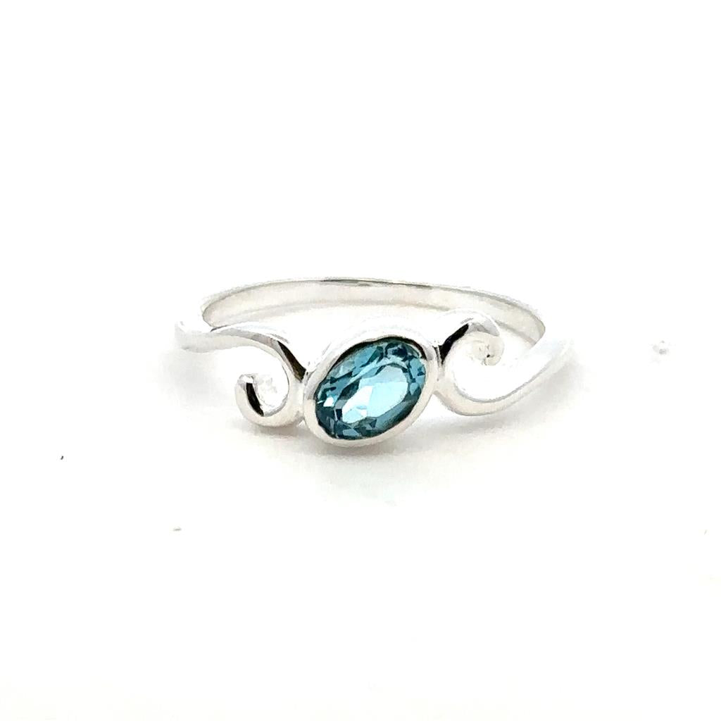 Solitare Style Rings Silver with Stones .925 White with Topaz size 7