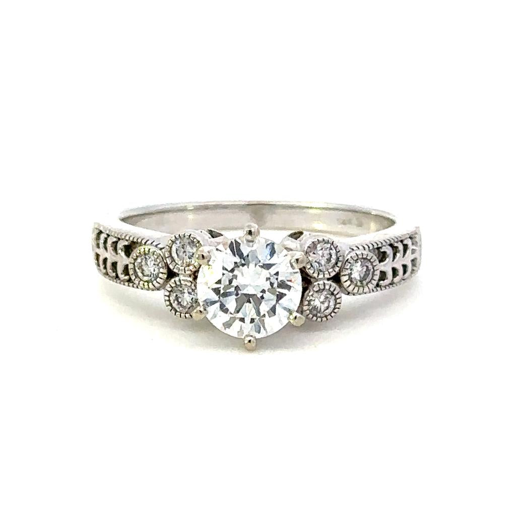 Vintage Style Diamond Engagement Ring 14 KT White 
(Center Stone Not Included)