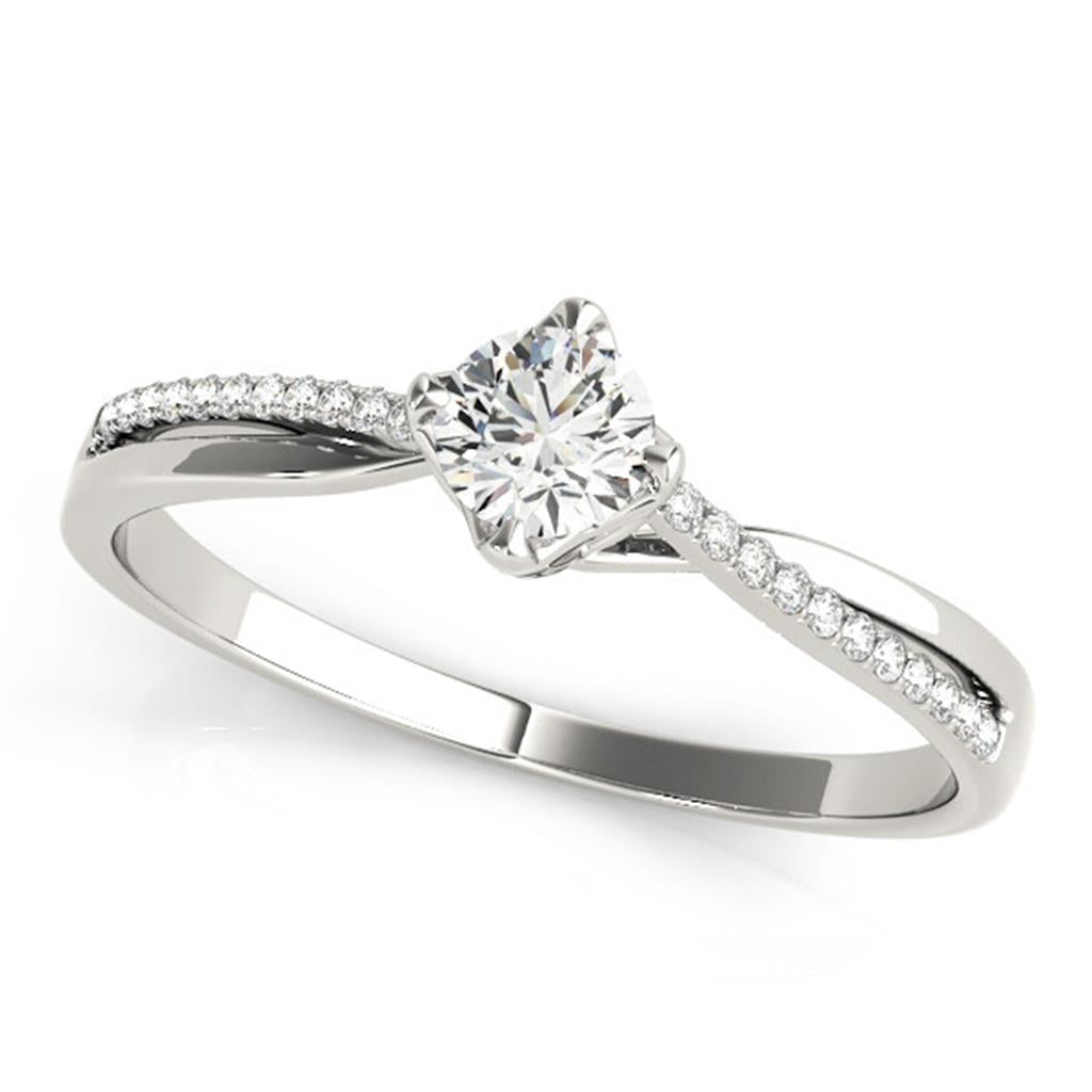 Solitare Accent Style Diamond Engagement Ring Alloy White
(Center Stone Not Included)