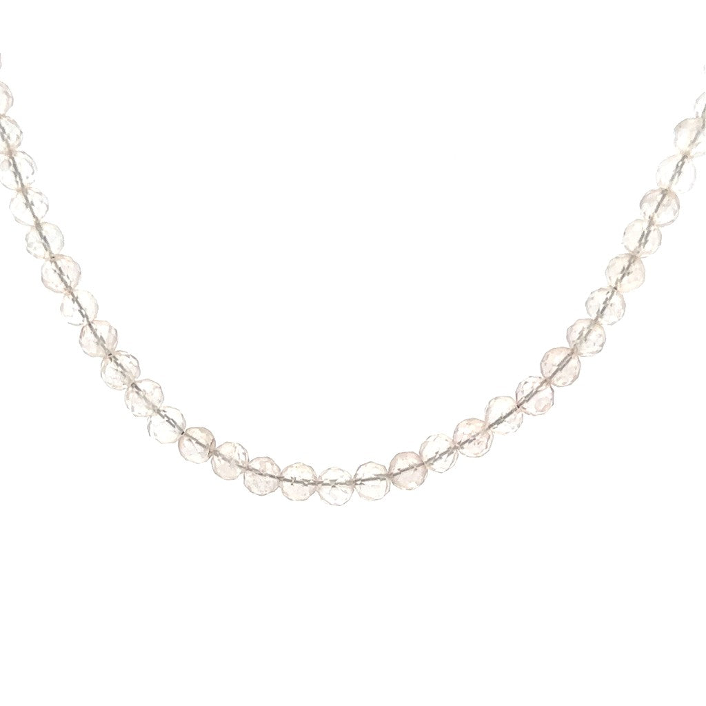 Pink Quartz Strand Necklace With a Sterling Silver Clasp 18" Long