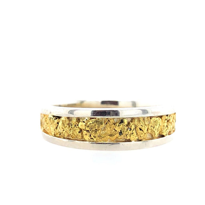 Tapered Channel Style Mens Gold Nugget Wedding Band 14 KT White & Yellow size 9.5