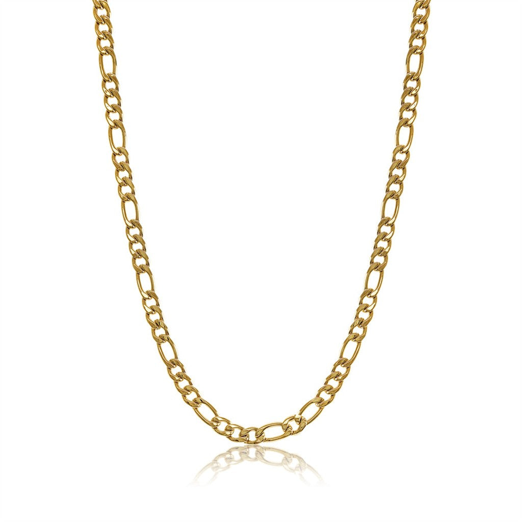 Yellow Stainless Steel 11 MM Figaro Chain 22" Long