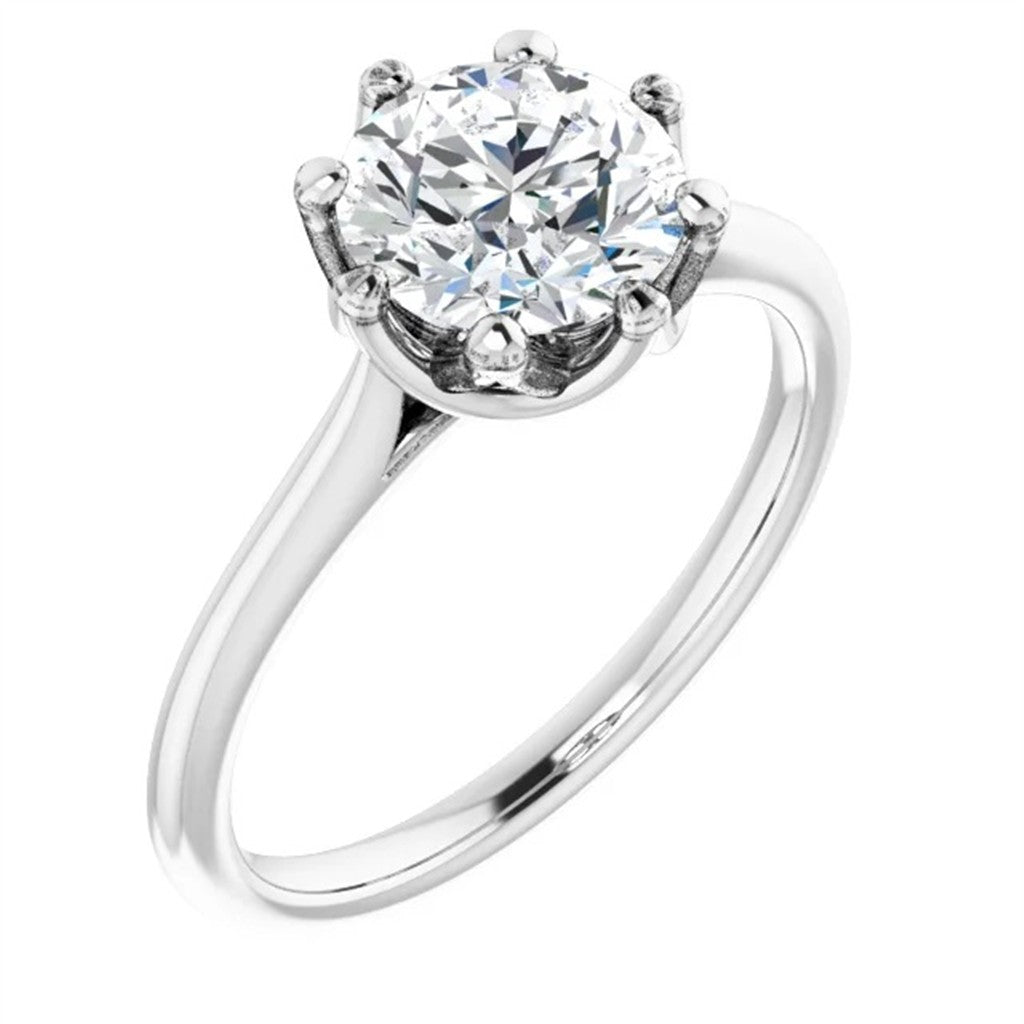 Solitare Style Engagement Ring White 14 Karat Gold Size 7