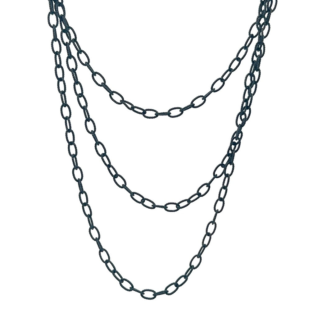 Black Sterling Silver 22 MM Cable Chain 30" Long
