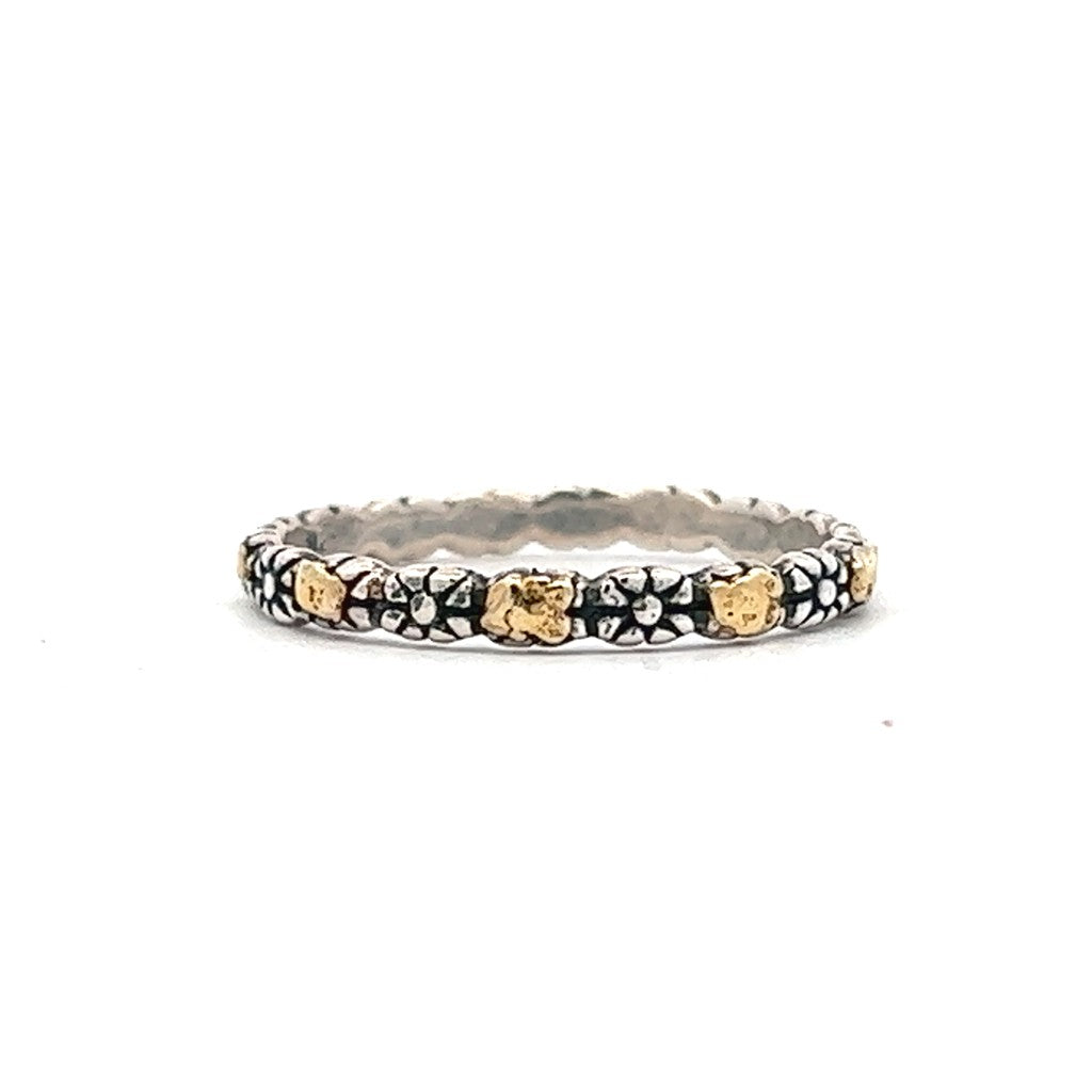 Stack-Able Ring Sterling Silver & Alaskan Gold Nugget Size 5.5