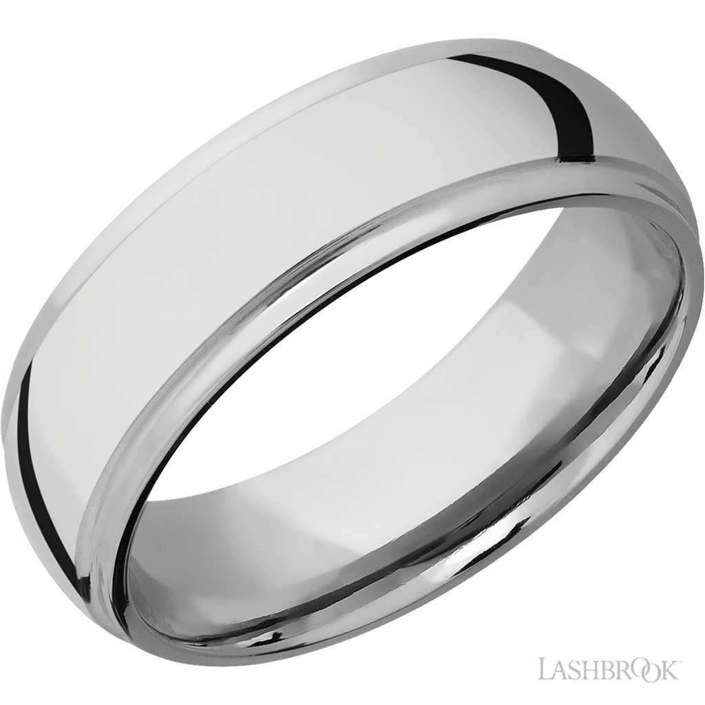White Cobalt Chrome Alternative Metal Ring 7mm wide Size 10