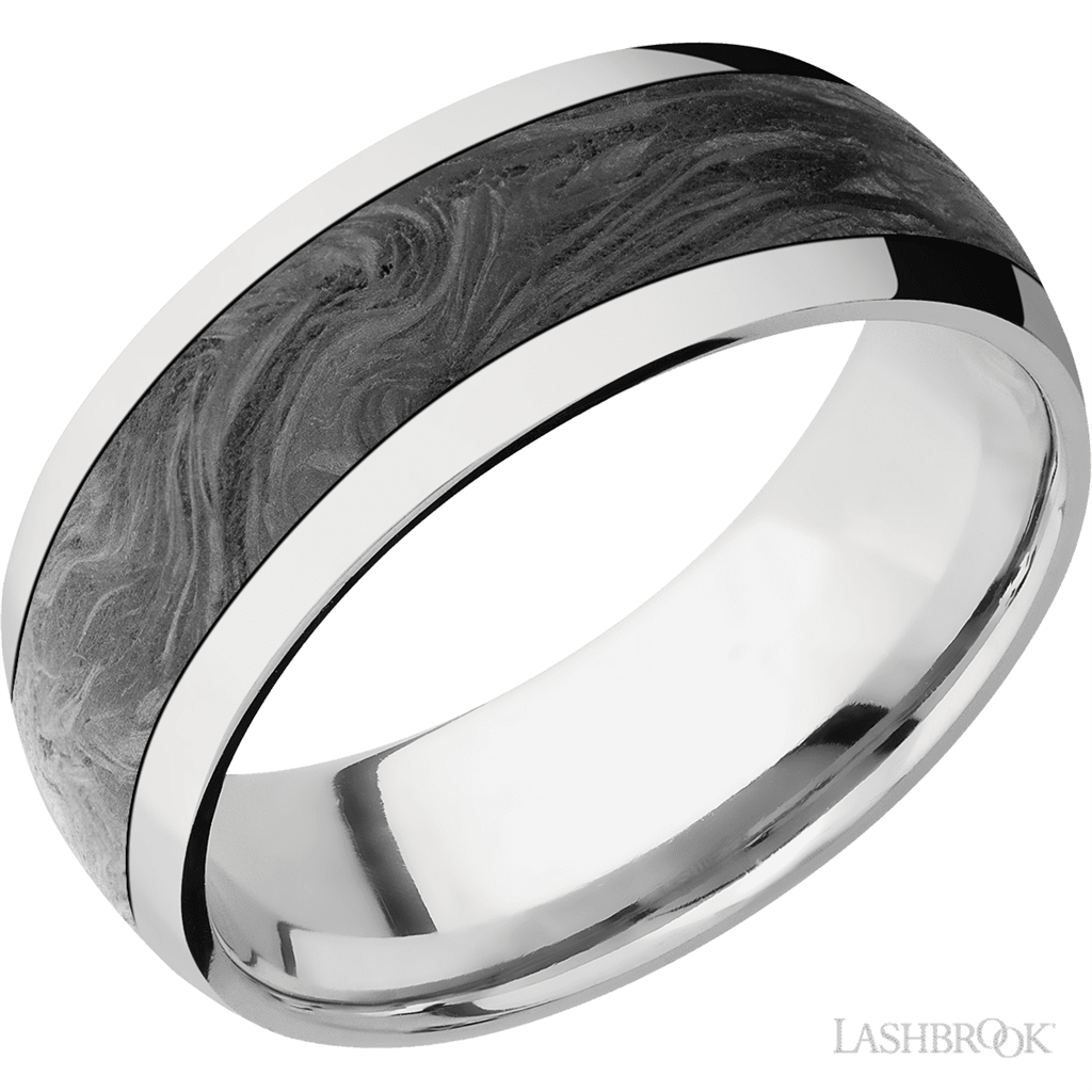 White Cobalt Chrome Alternative Metal Ring 8mm wide Size 10.5