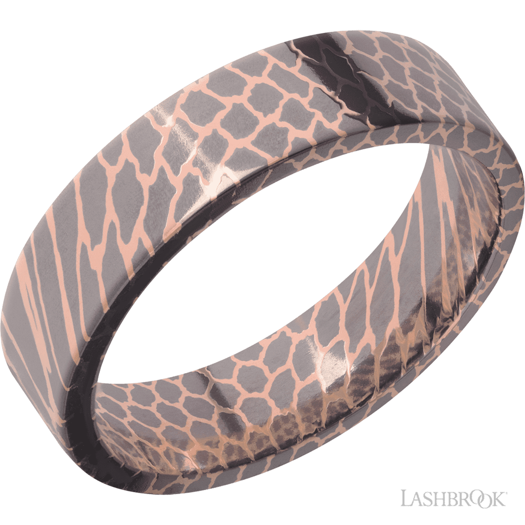 Rose & Black Superconductor Alternative Metal Ring 6mm wide Size 10