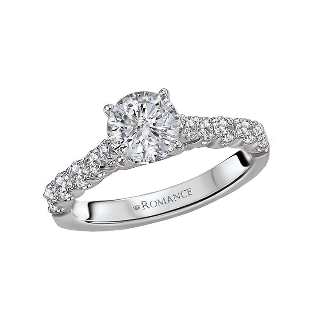 Solitare Accent Style Lab Diamond Engagent Ring 14 KT White 
(Center Stone Not Included)