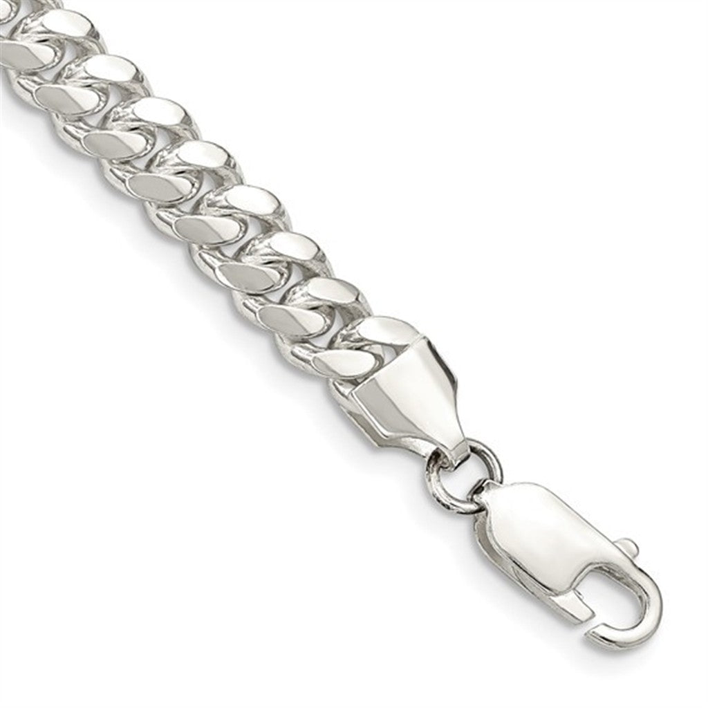 White Sterling Silver 7 MM Curb Chain 12" Long