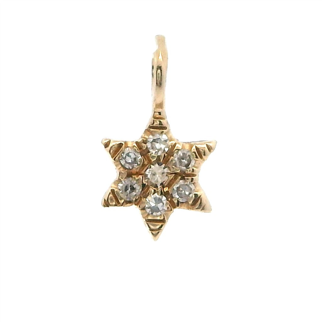 A Star Theme Charm Yellow 14 Karat Gold with Natural Diamond