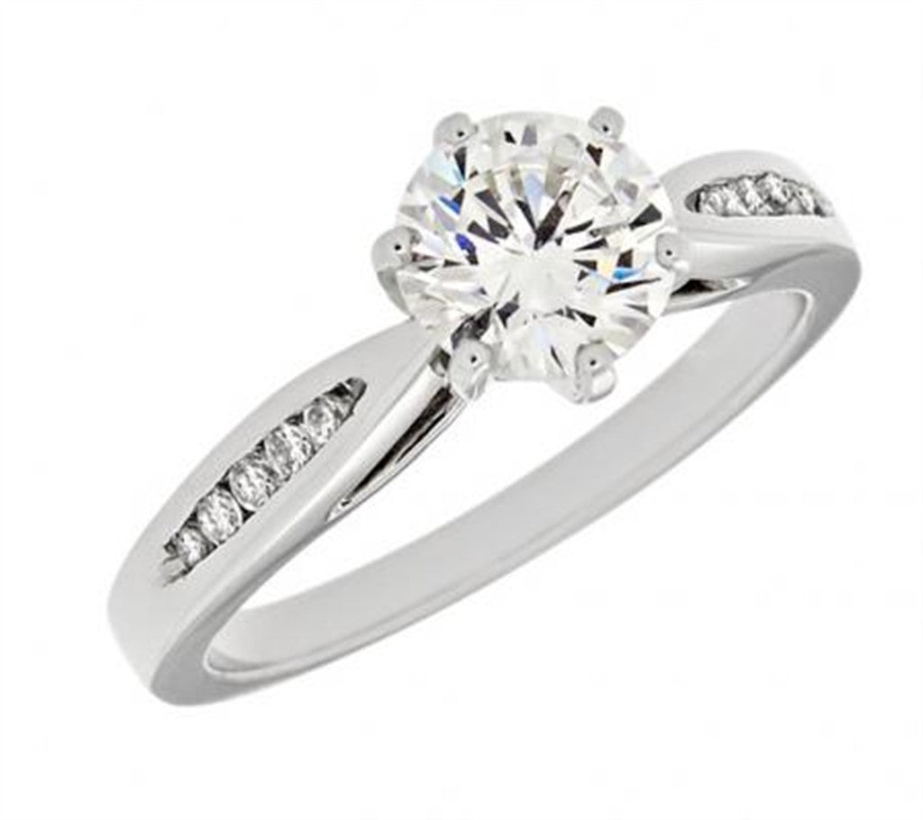 Solitare Accent Style Diamond Engagement Ring Alloy White 
(Center Stone Not Included)
