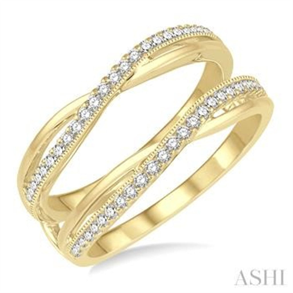 Ring Guard Style Diamond Wedding Band 14 Karat Gold Yellow with Diamonds size 6.5