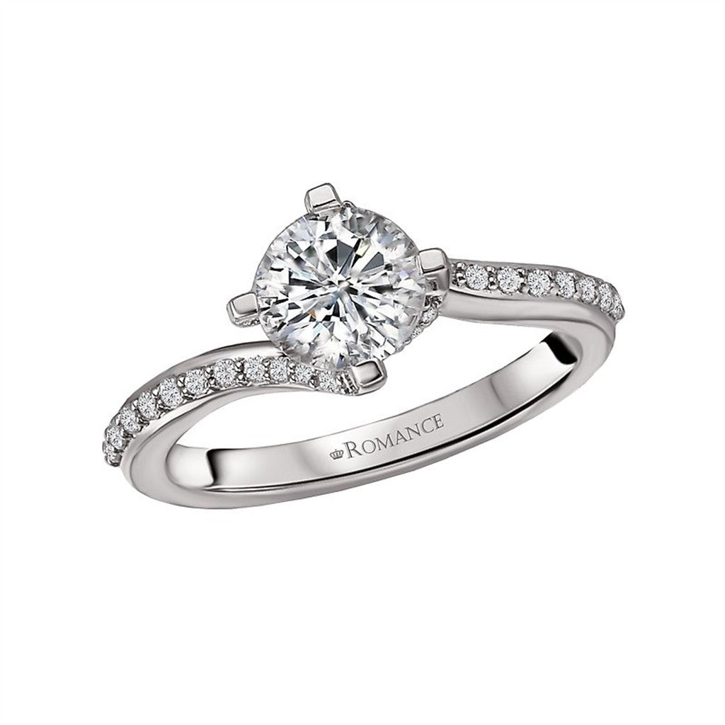 Solitare Accent Style Diamond Engagement Ring Alloy White 
(Center Stone Not Included)