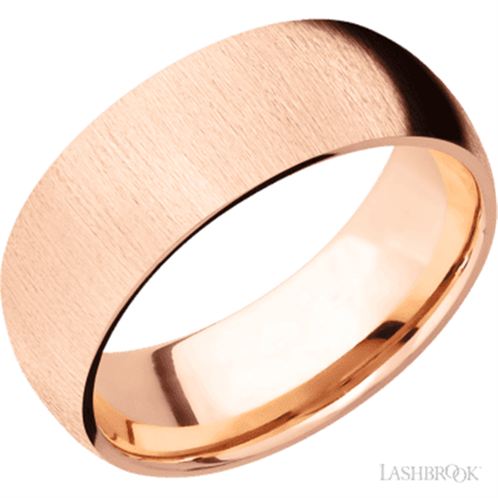 Straight Solid Style Wedding Band 14 Karat Gold Rose 8mm wide size 10