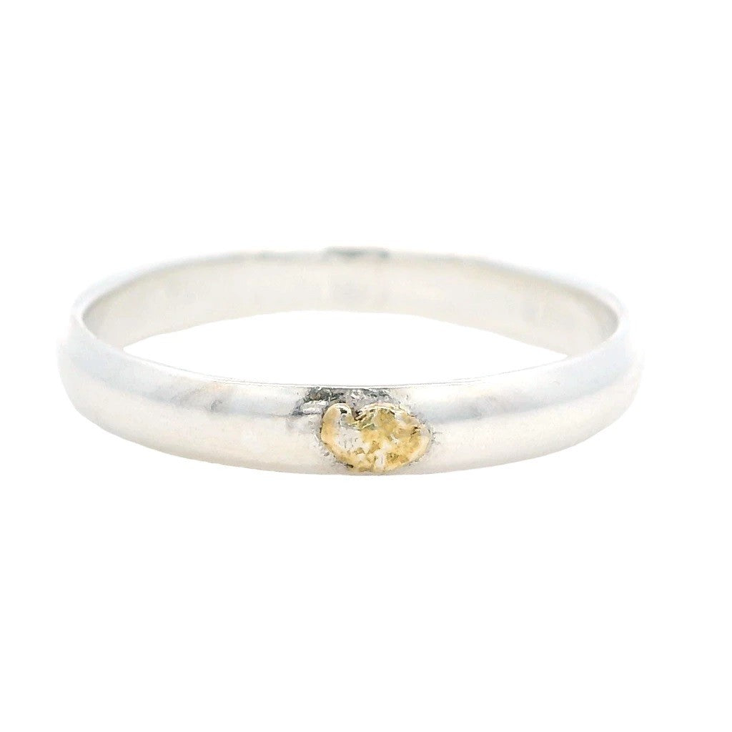 Gold Nugget Ring 4 mm wide Sterling Silver & Alaskan Gold Nugget Size 6
