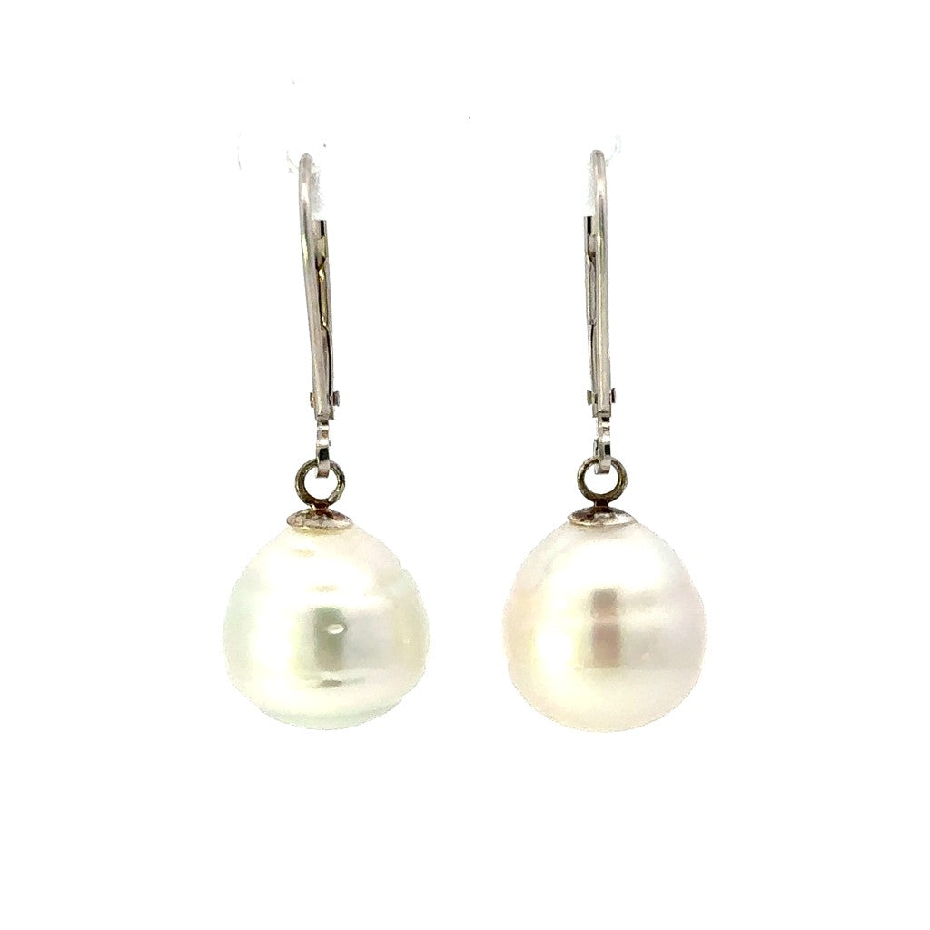 Dangle Drop Earring 14 Karat Gold White 12mm South Sea Pearls