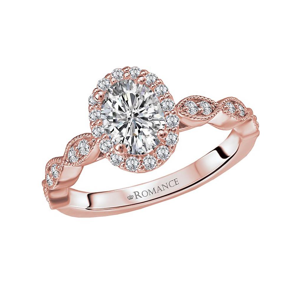 Halo Style Diamond Engagement Ring 14 KT Rose 
(Center Stone Not Included)