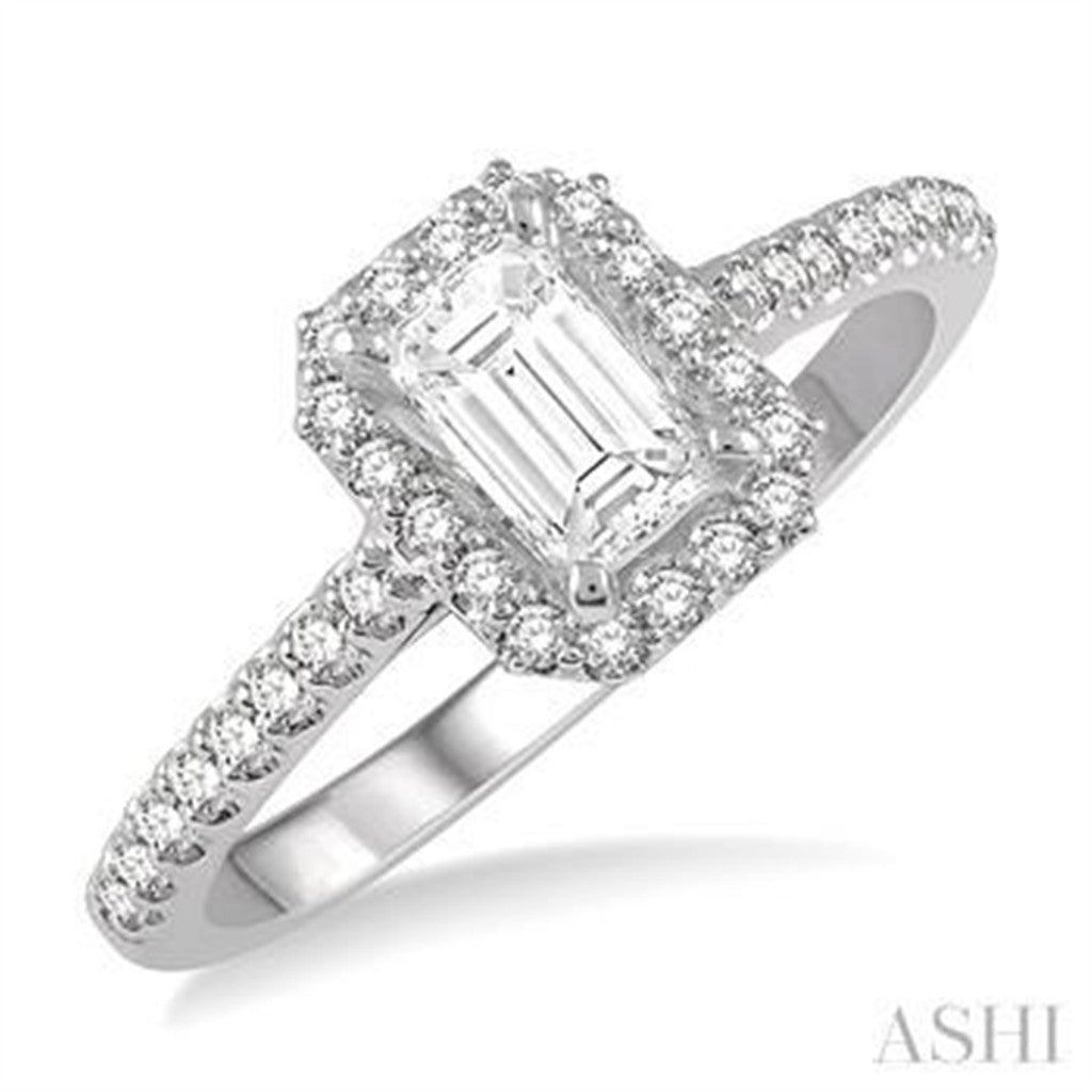 Halo Style Diamond Engagement Ring 14 Karat Gold White
(Center Stone Not Included)