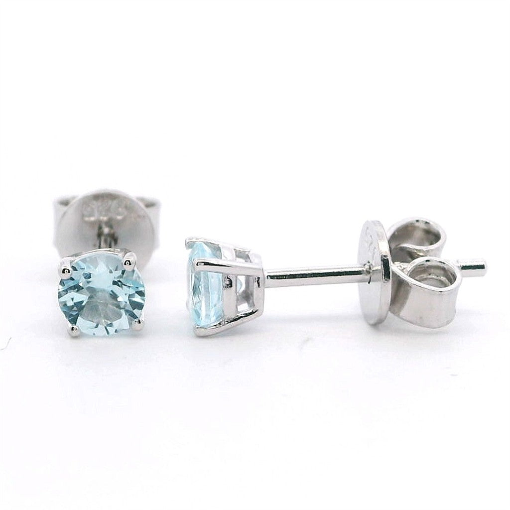 Sterling Silver Earrings With Colored Stone