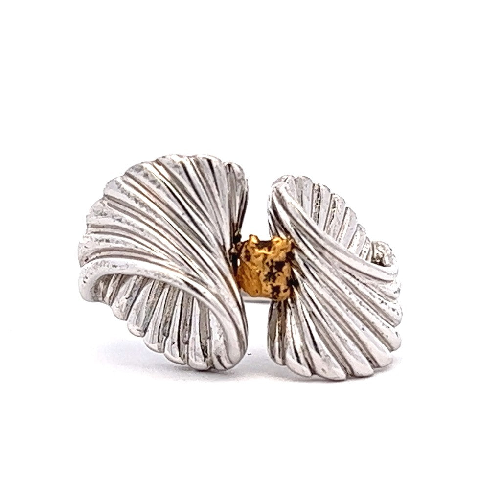 Free Form Ring Sterling Silver & Alaskan Gold Nugget Size 8